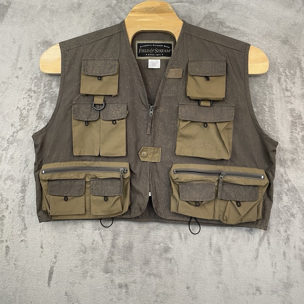 Field & Stream Utility Vest Mens 2XL Fishing Pockets Hike Cargo Green Fly Fishin